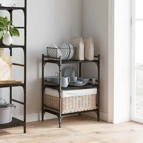 vidaXL Konyhai kocsi Fekete tölgy 50 x 35 x 75.5 cm Faanyag