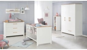 Fehér-natúr színű fali gyerek fogas tölgyfa dekorral Ava – Roba