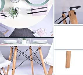 Étkezőasztal, fehér/matt/bükk, átmérő 120 cm, DEMIN NEW