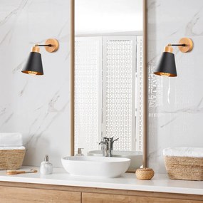 Fekete-natúr színű fali lámpa ø 14 cm Manavgat – Opviq lights