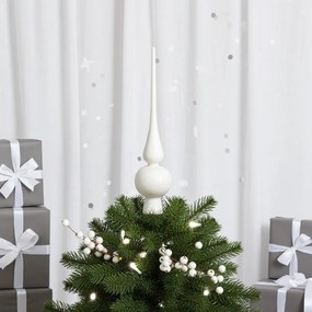 Fehér üveg csúcsdísz 25 cm