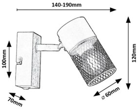 Rabalux 71151 - Fali spotlámpa METTA 1xE14/40W/230V tölgy