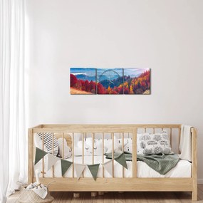 Egy kép egy színes őszi tájról (órával) (90x30 cm)