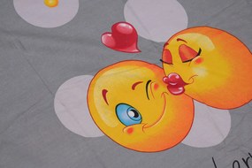 EMOJI szürke pamut ágyneműhuzat