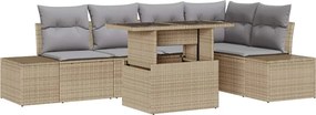 vidaXL Kerti Kanapé Szett párnával 6 pcs Bézs Poli rattan