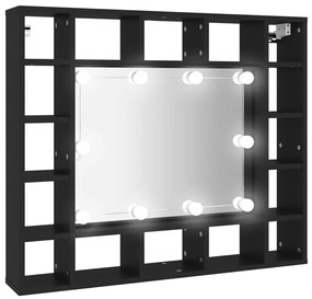 fekete LED-es tükrös szekrény 91x15x76,5 cm