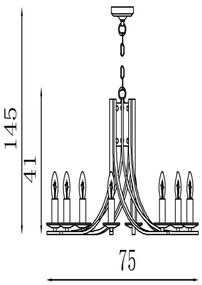 Searchlight 4168-8SB - Láncos csillár ASCONA 8xE14/60W/230V