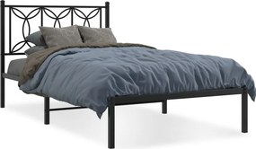 vidaXL fekete fém ágykeret fejtámlával 100 x 190 cm
