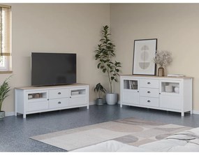 Fehér borovi fenyő alacsony komód 180x80 cm Misti – Marckeric