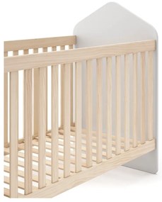 Fehér-natúr színű babaágy borovi fenyő dekorral 60x120 cm Estefania – Marckeric