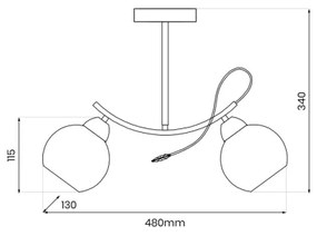 Csillár rúdon CONNOR 2xE27/15W/230V fényezett króm/fehér