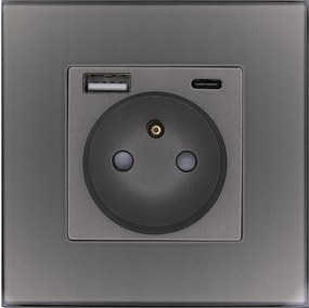 Aljzat üveggel Szürke Dupla Usb töltő 2.4A A+c típus Miuun