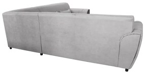 VISEU L-alakú, balos, kihúzható sarokkanapé tárolóval — szürke/fekete