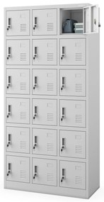 18 rekeszes öltözőszekrény talapzattal KAROL, 900 x 1850 x 400 mm, szürke