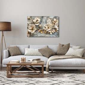 Kép - Márvány háttér virágokkal (90x60 cm)