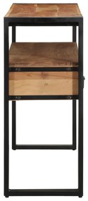 Végasztalok Fekete 120x33x75 cm Tömör akácfa és fém