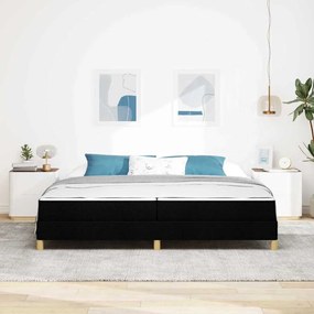 Boxrugós ágy Fekete és Barna 200 x 200 cm Textil és mérnöki fa