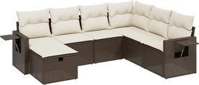 vidaXL 7 részes barna polyrattan kerti ülőgarnitúra párnákkal
