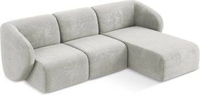 Világosszürke zsenília sarokkanapé (jobb oldali-heverő résszel) Lani – Makamii