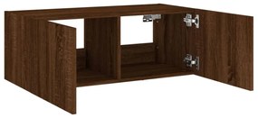 barna tölgyszínű fali TV-szekrény LED-del 80x35x31 cm
