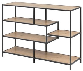 SARON könyvespolc, tölgy/fekete színben 0000074544