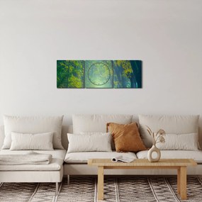 Fákkal szegélyezett út képe (órával) (90x30 cm)