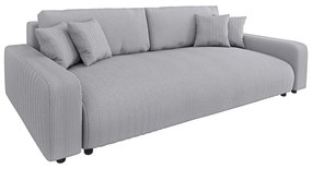 Világosszürke kordbársony kinyitható tárolóhelyes kanapé 234 cm Sara – Ropez