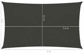 antracitszürke HDPE napvitorla 160 g/m² 3 x 6 m