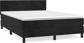 vidaXL fekete bársony rugós ágy matraccal 140 x 190 cm