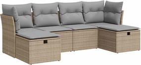 vidaXL 6 részes bézs polyrattan kerti ülőgarnitúra párnával