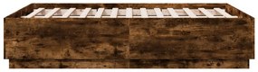 füstös tölgy színű szerelt fa ágykeret LED-del 120 x 190 cm