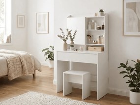 Fésülködőasztal tükörrel LUNAVI 70x40 cm, fehér