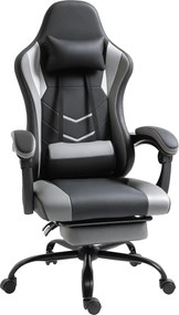 Vinsetto Ergonomikus Játék Szék Irodai Szék Asztali Szék, Forgatható Szék Magasságállítható, Állítható Derékpárnával és Lábpihentetővel, Fekete 62x52x