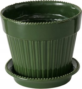 Zöld Kerámia Cserép Aláttéttel 15 x 16 CM Vízálló