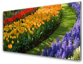Üvegkép Tulipán virágok kert 140x70 cm