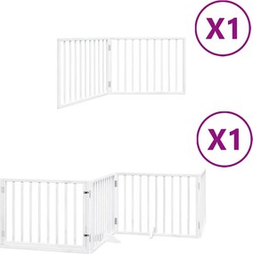 vidaXL fehér nyárfa 6 paneles összecsukható kutyakapu ajtóval 480 cm