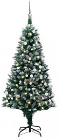 Műkarácsonyfa LED-ekkel, gömbszettel és tobozokkal 180 cm