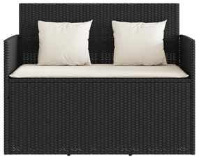 fekete polyrattan kerti pad párnával