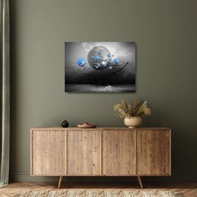 Kék absztrakt gömbök képe (üvegen) (70x50 cm)