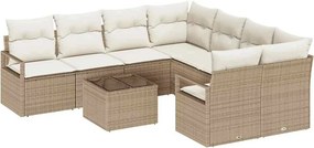 vidaXL Kanapé Szett párnával 9 pcs Beige és krém polirattan