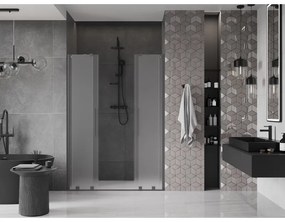 Mexen Velar Duo, tolózuhanyajtó nyitáshoz 160 cm, 8 mm-es matt üveg, polírozott grafit, 871-160-000-32-95
