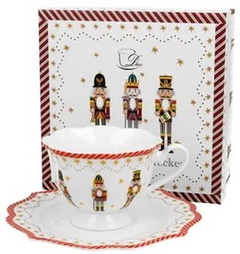 Karácsonyi porcelán csésze aljjal 190 ml diótörős díszdobozban Christmas Nutcracker