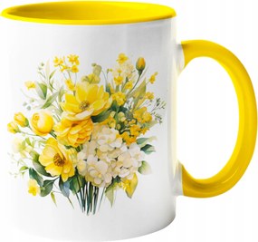 Bögre Csodálatos Virágcsokor Virágok Akvarell Ajándék 330ml Csomagolás