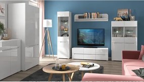 TV asztal 6S/140, fehér/fehér extra magyasfényű HG, JOLK