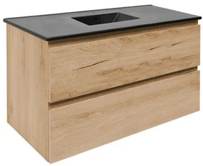 SAT B-Way Fürdőszobaszekrény mosdóval, 2 fiókos 99x50x45 cm matt tölgy BWAY2100OAKU4B