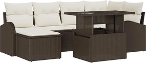 vidaXL Kerti Kanapé Szett párnával 7 pcs Barna és krémszínű
