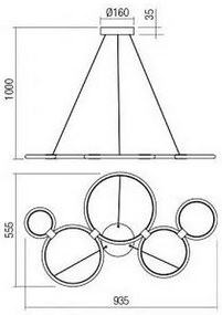 Redo 01-1742 - LED Csillár zsinóron RADIUS LED/45W/230V fehér