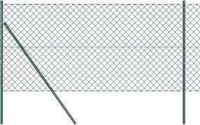 vidaXL Kerítésoszlop Zöld 25 x 1,4 m (60 x 60 mm háló) Acél és PVC