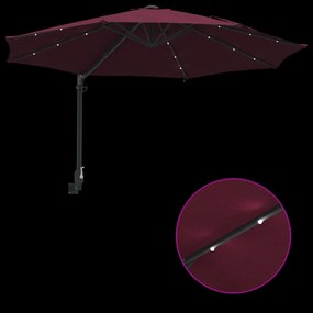 Falra Szerelhető Kerti Napernyő LED-del Burgundi Vörös 248 cm