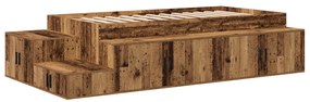 Ágykeret tárolóval fiókkal Régi fa 234 x 103 x 53.5 cm Faanyag